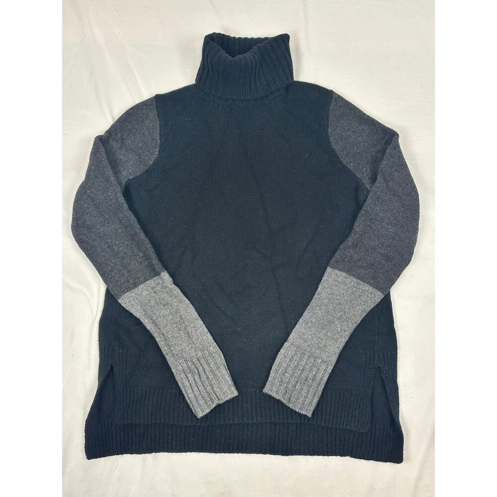 Vince Colorblock Turtleneck Knit Sweater Black Gray Size XS Luxury